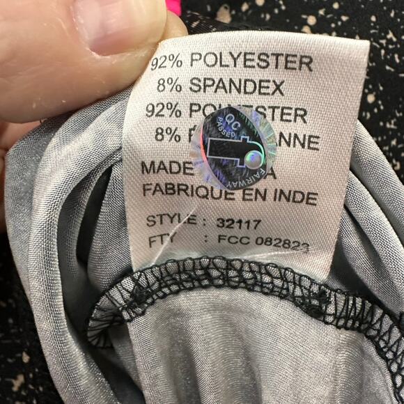 Jamie Sadock Women's Large Golf Tennis Shirt 3/4 Sleeves Black Tan Zip Collar - Picture 9 of 10